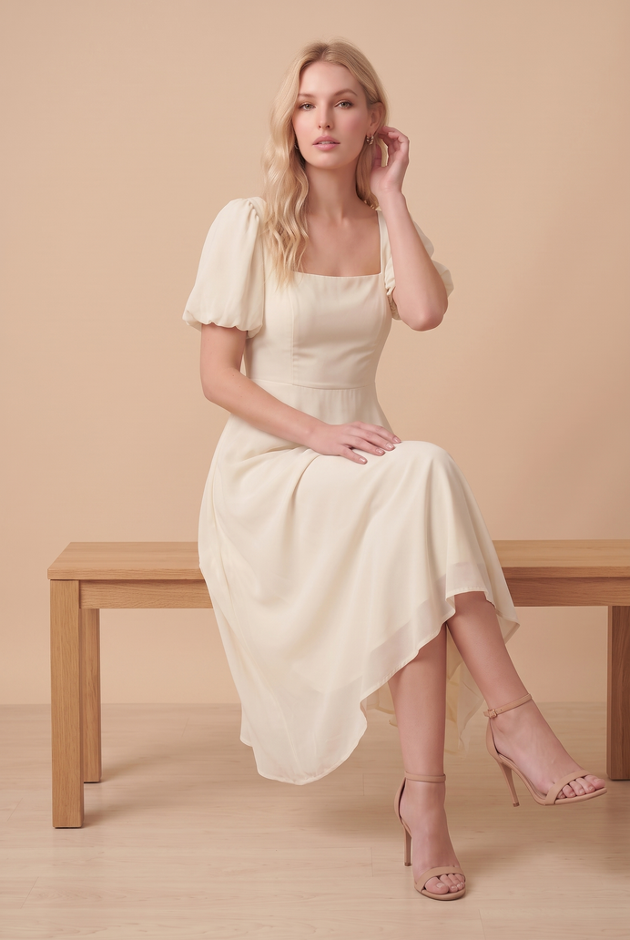 Fit And Flare Georgette Midi Dress