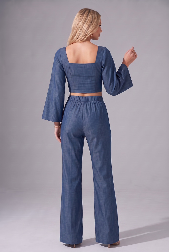Flared Sleeve Denim Co-ord Set