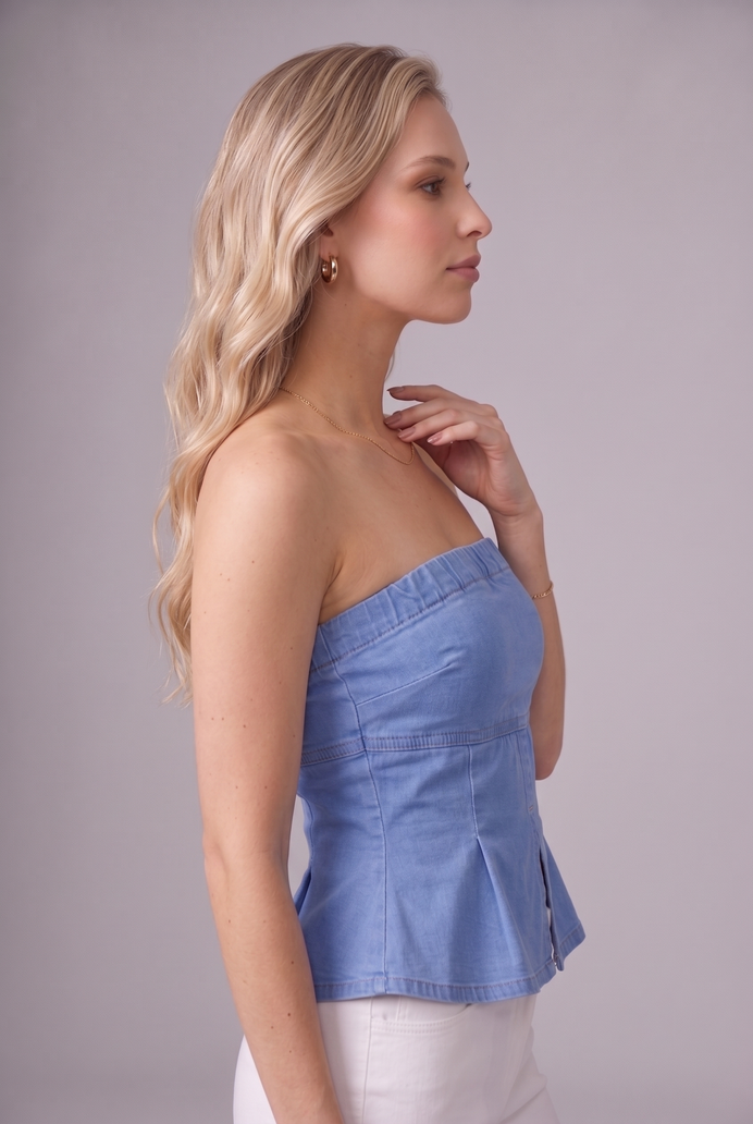 Denim Tube Crop Top