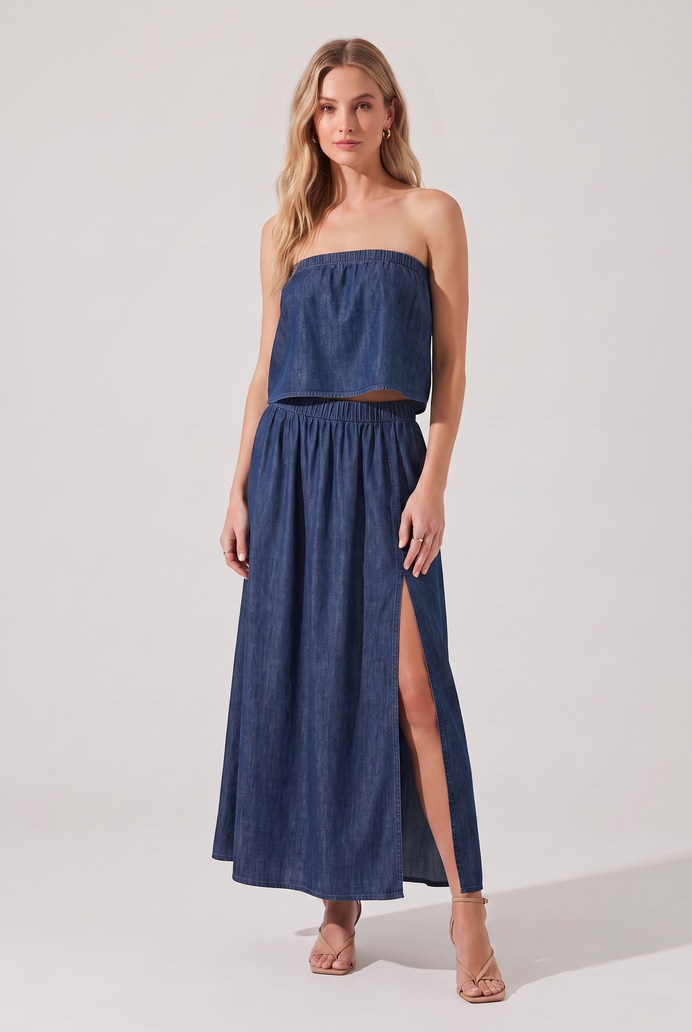 Denim Co-ord Skirt & Tube Top Set