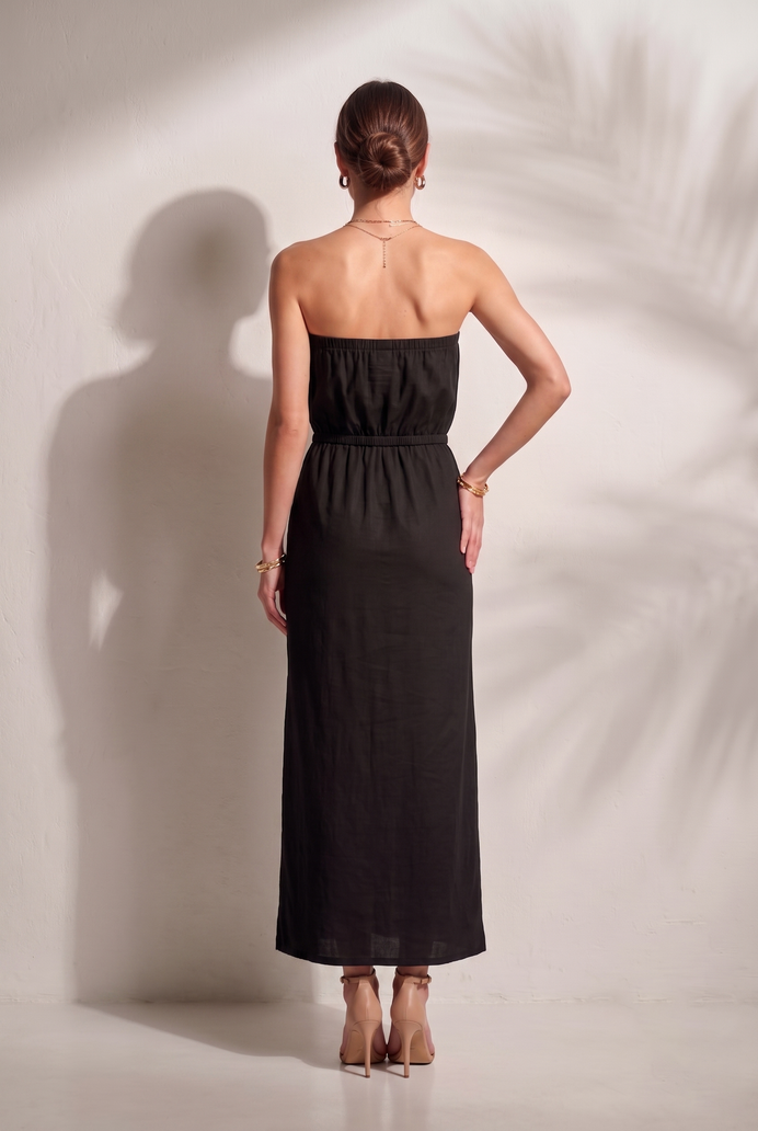 Cotton Tube Side Slit Long Dress