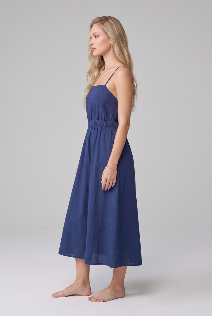 Fit & Flare Cotton Sleeveless Midi Dress