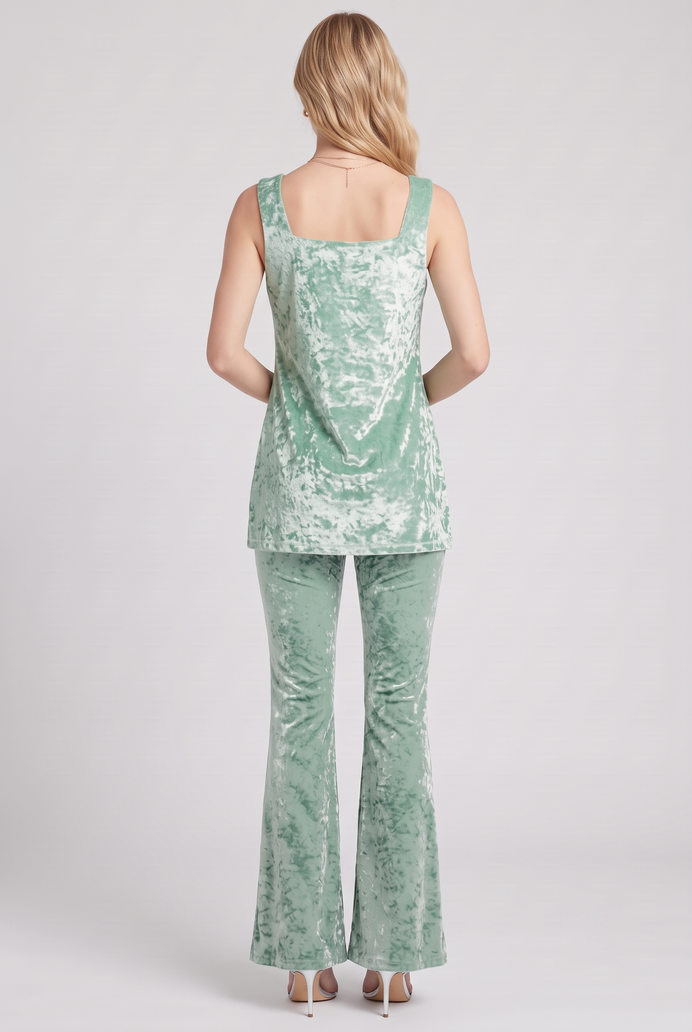 Korean Velvet Sleeveless Co-ord Set