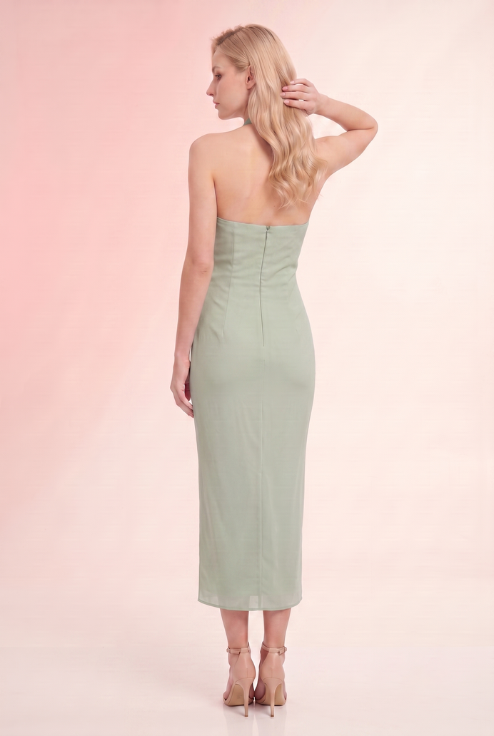 Chiffon Halter Neck Long Dress