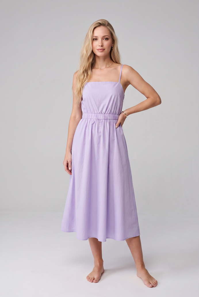 Fit & Flare Cotton Sleeveless Midi Dress