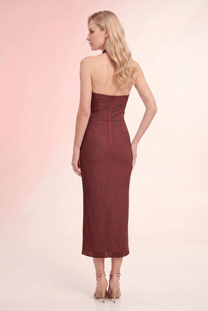 Chiffon Halter Neck Long Dress