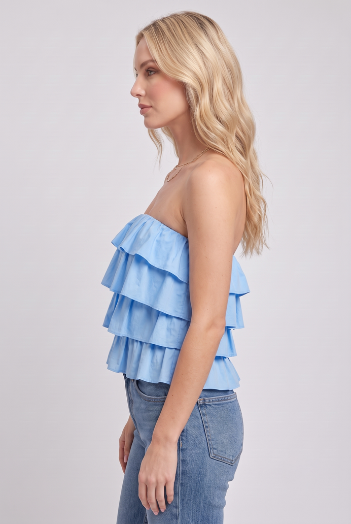 Cotton Crop Frilled Tube Top