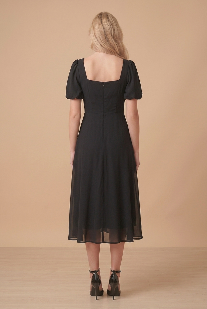 Fit And Flare Georgette Midi Dress