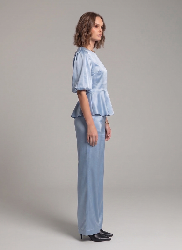 Balloon Sleeve Satin Co-ord Set