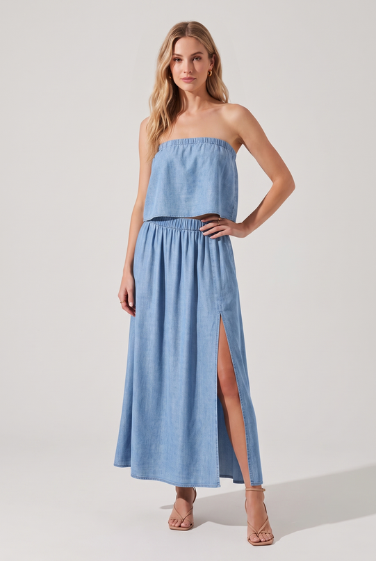 Denim Co-ord Skirt & Tube Top Set