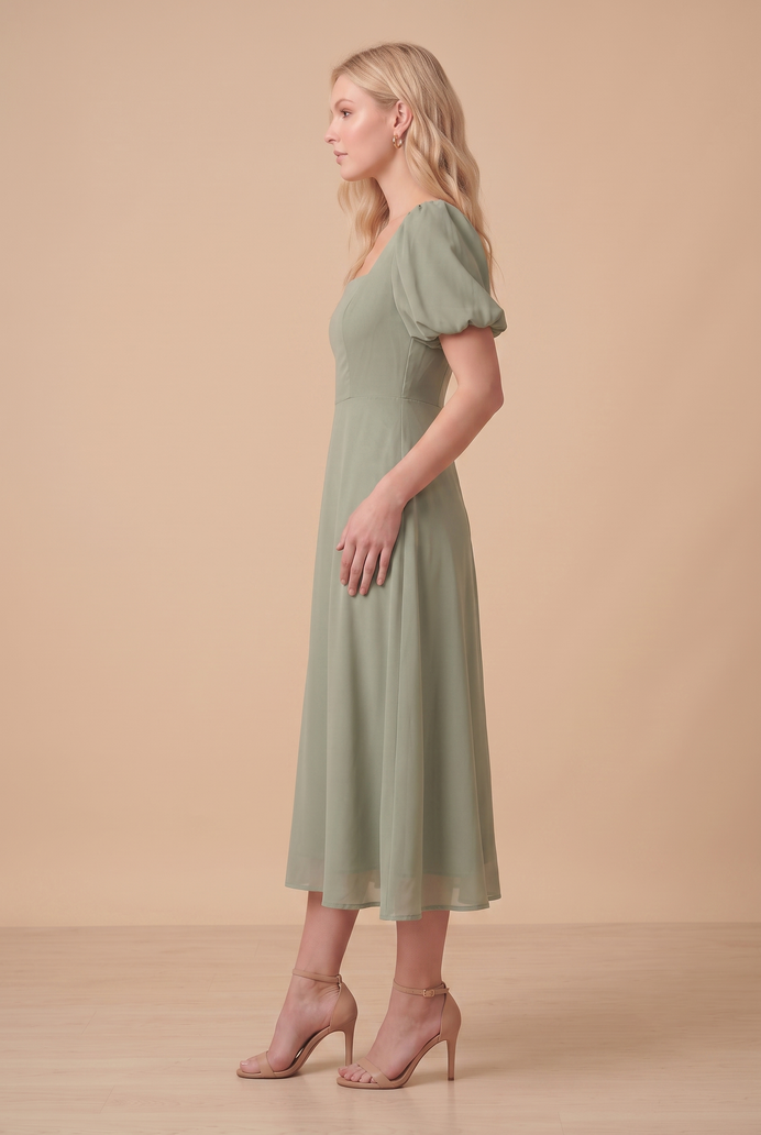 Fit And Flare Georgette Midi Dress