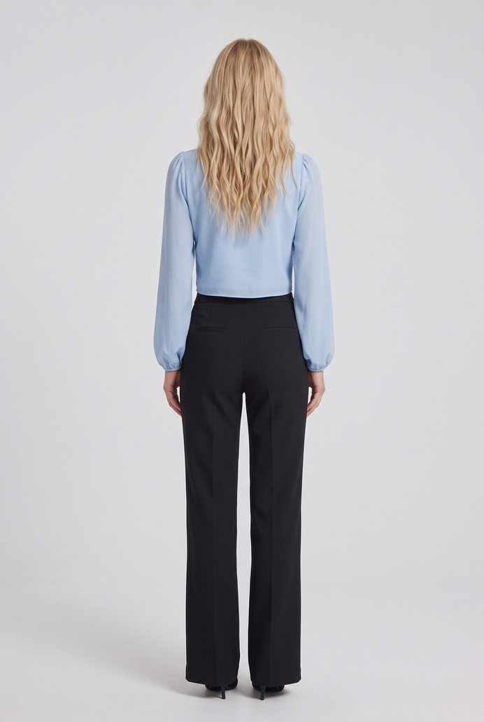 Chiffon Balloon Sleeve Crop Top