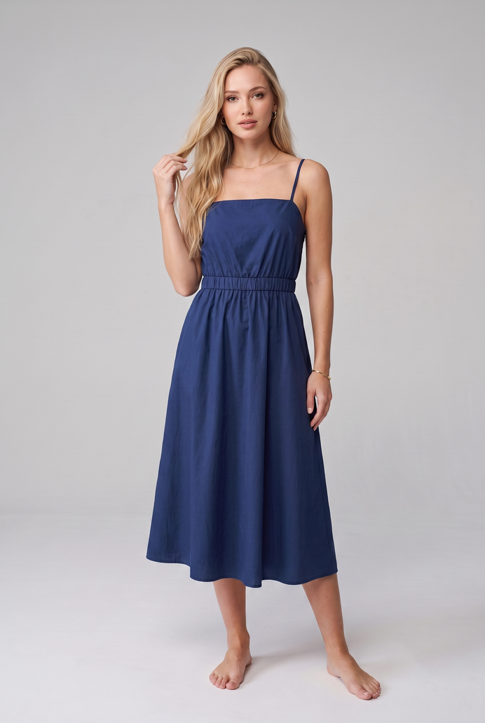 Fit & Flare Cotton Sleeveless Midi Dress