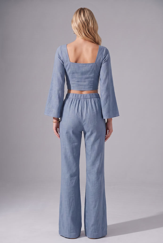 Flared Sleeve Denim Co-ord Set