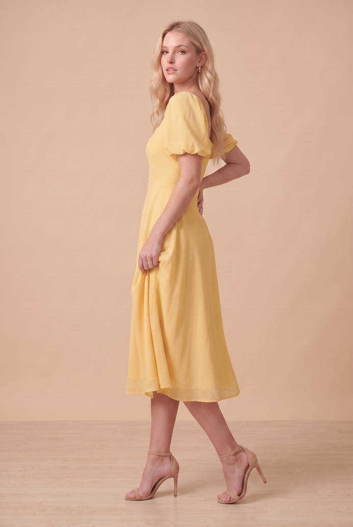 Fit And Flare Georgette Midi Dress