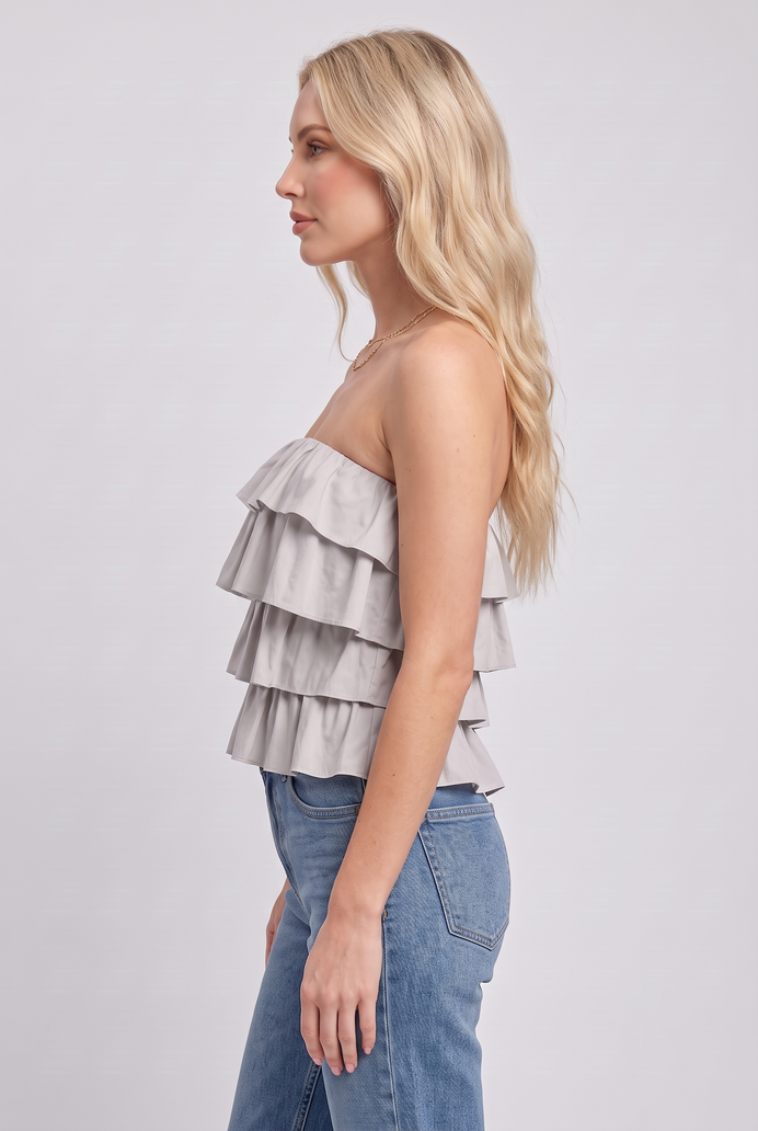Cotton Crop Frilled Tube Top