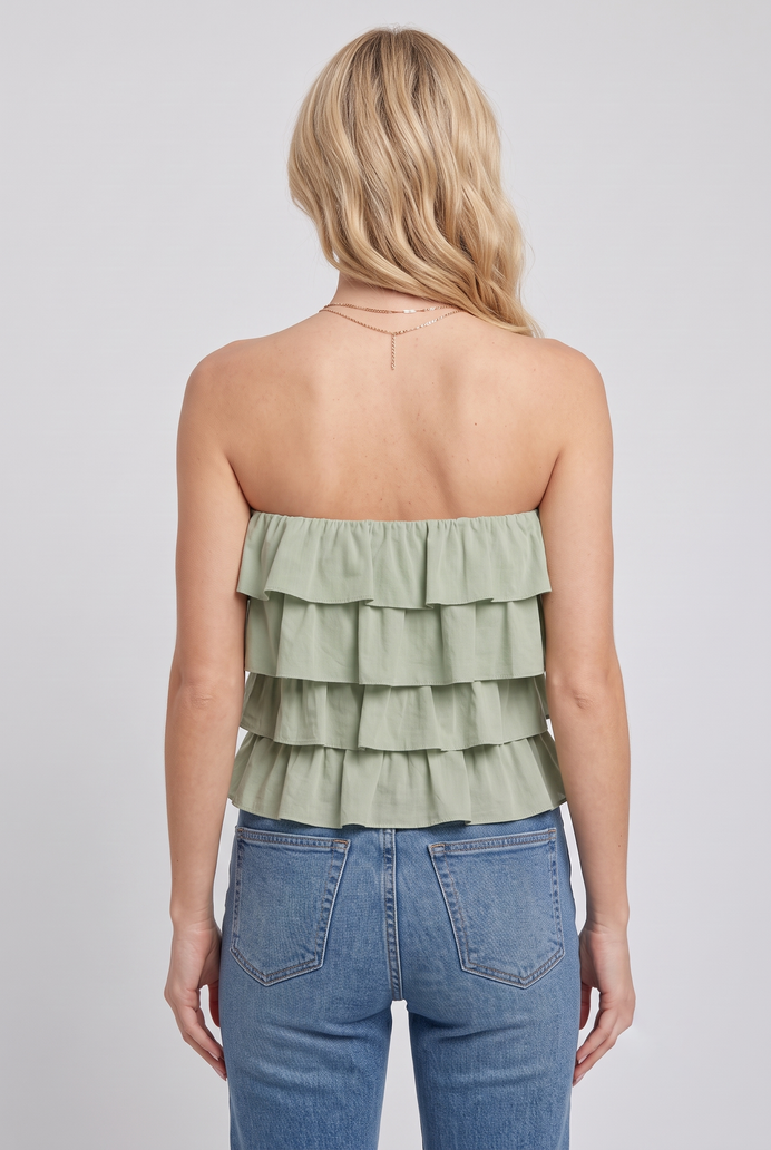 Cotton Crop Frilled Tube Top