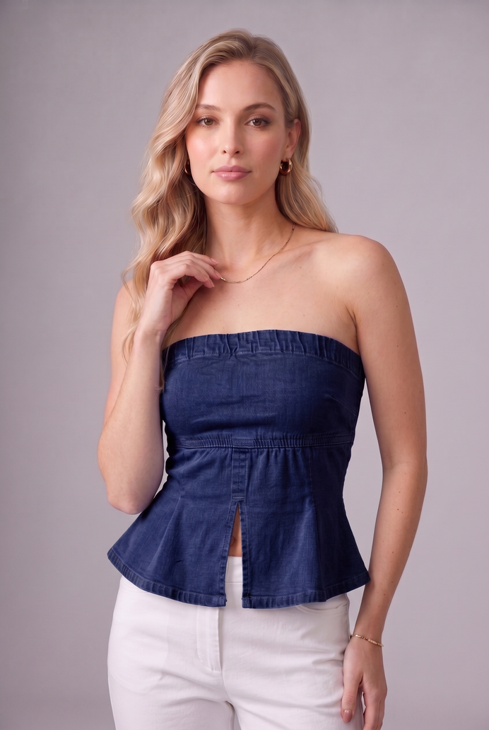 Denim Tube Crop Top