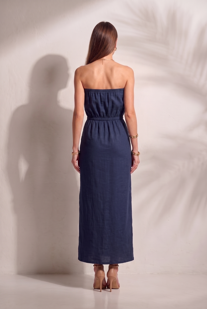 Cotton Tube Side Slit Long Dress