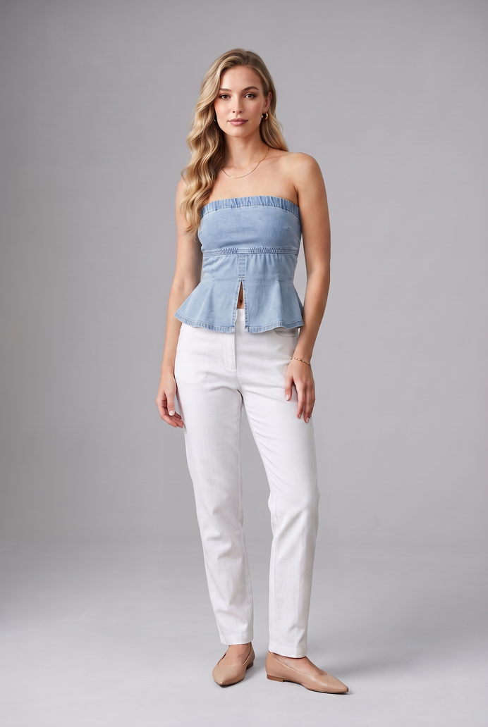 Denim Tube Crop Top