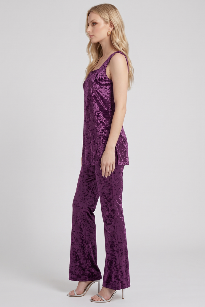 Korean Velvet Sleeveless Co-ord Set
