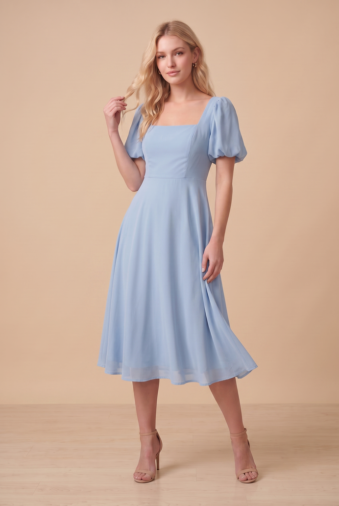 Fit And Flare Georgette Midi Dress