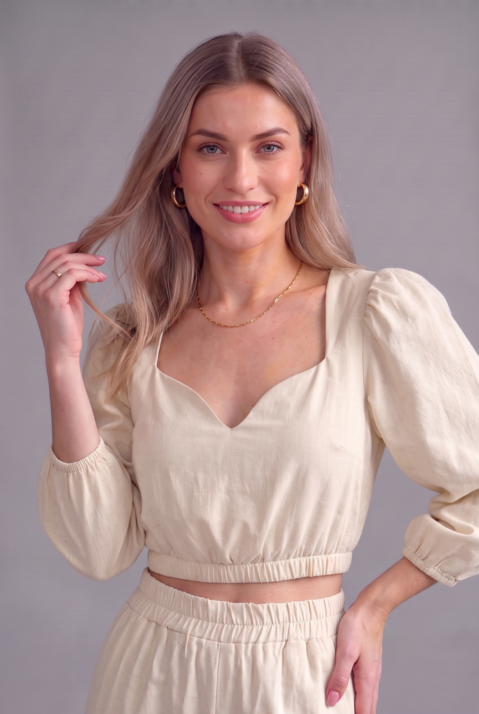 Balloon Sleeve Cotton Co-ord Set