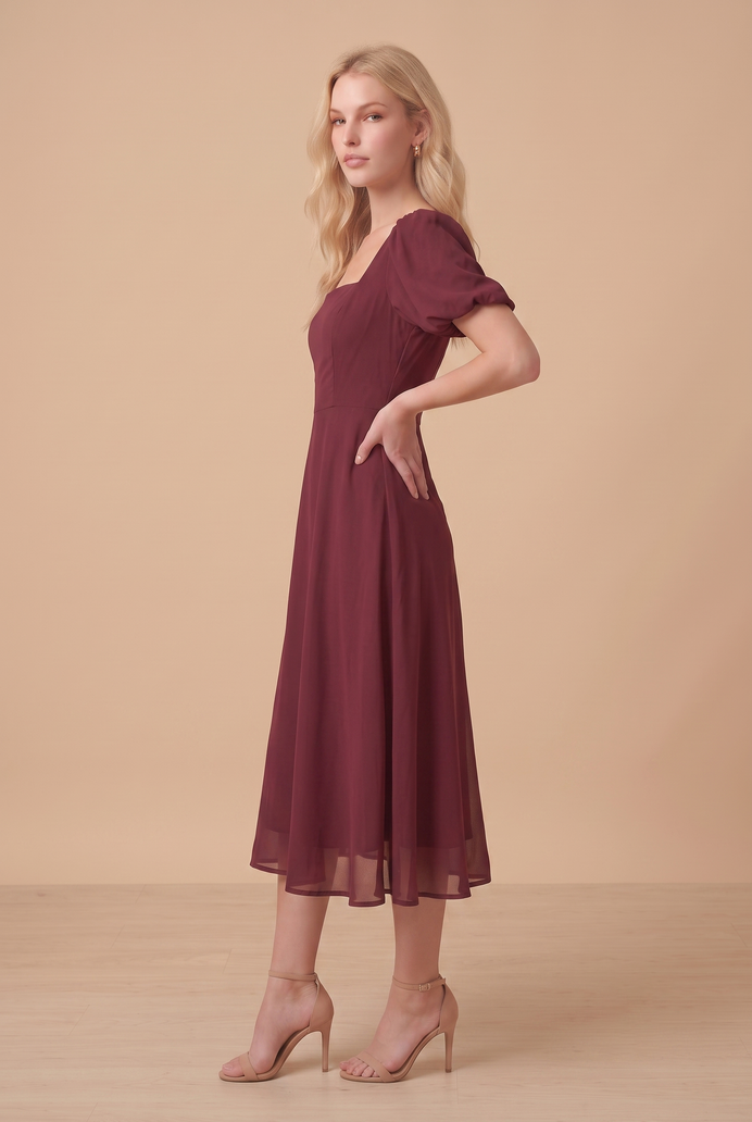 Fit And Flare Georgette Midi Dress