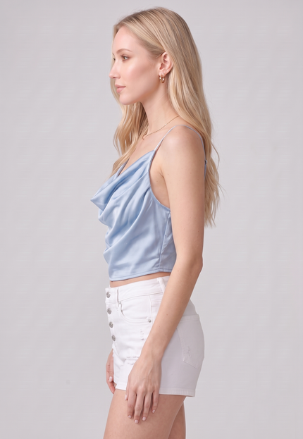 Cowl Neck Satin Crop Top