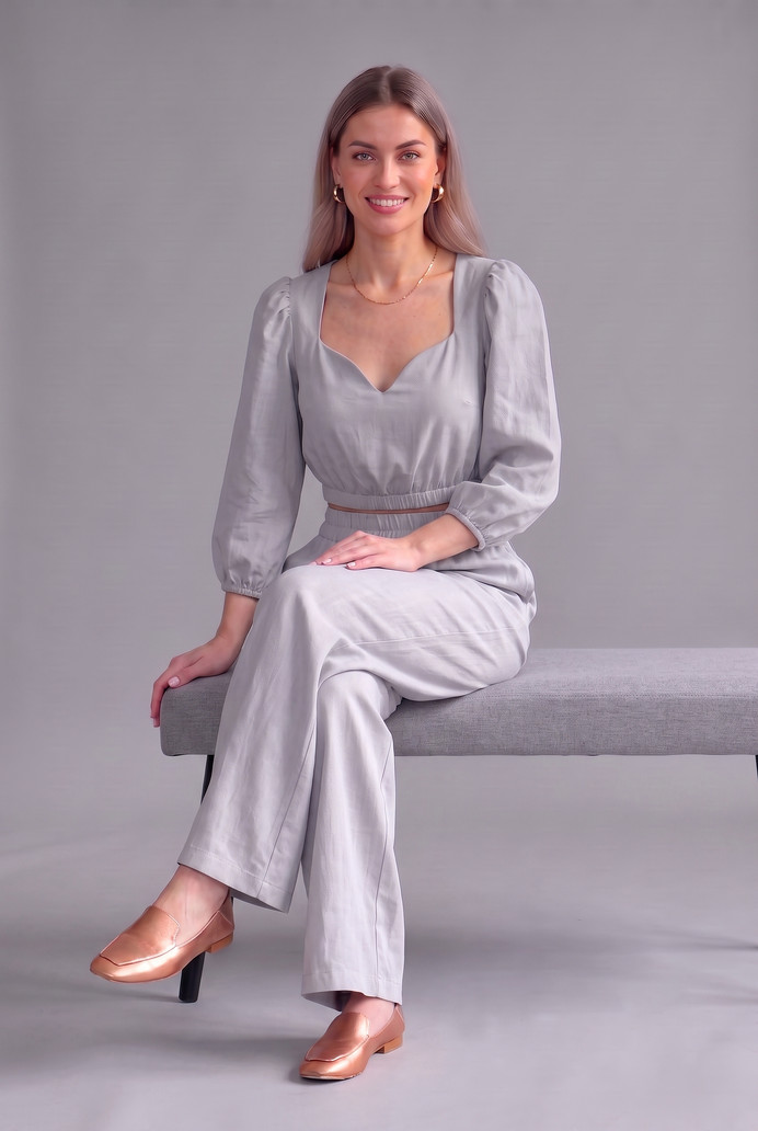 Balloon Sleeve Cotton Co-ord Set