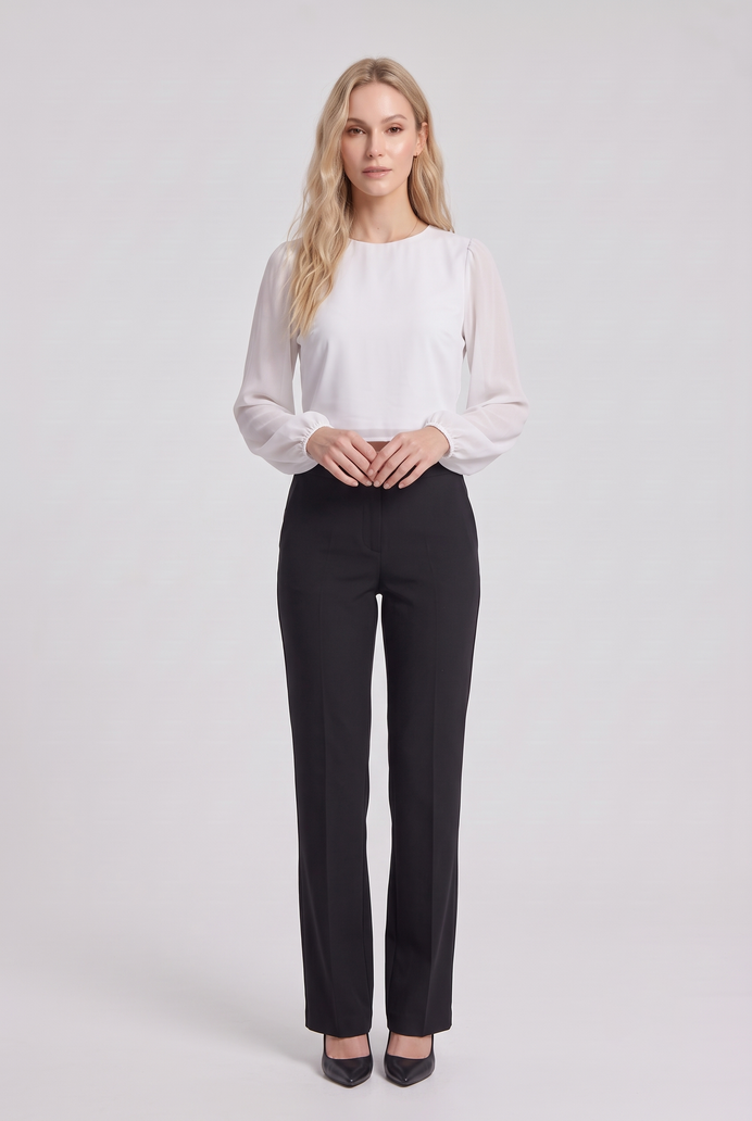 Chiffon Balloon Sleeve Crop Top
