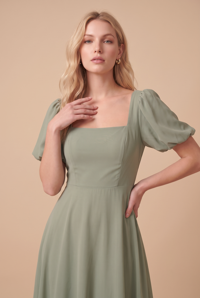 Fit And Flare Georgette Midi Dress