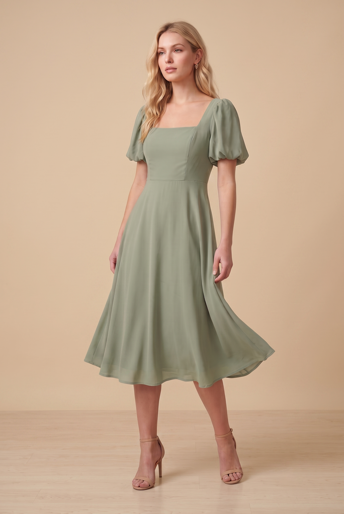 Fit And Flare Georgette Midi Dress