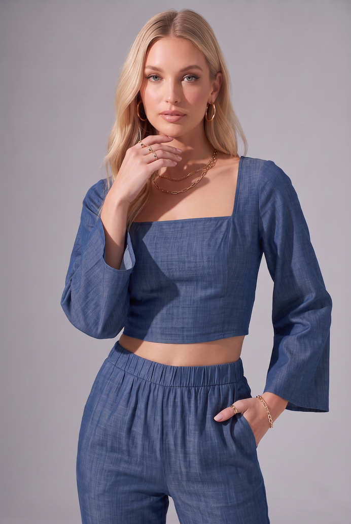 Flared Sleeve Denim Co-ord Set