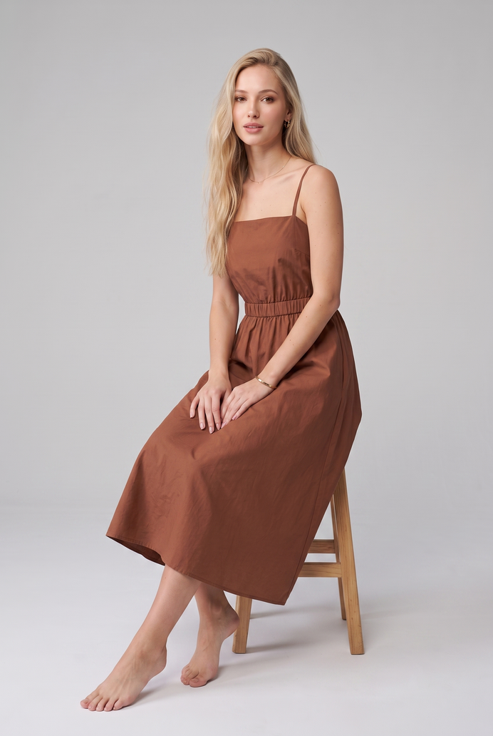 Fit & Flare Cotton Sleeveless Midi Dress