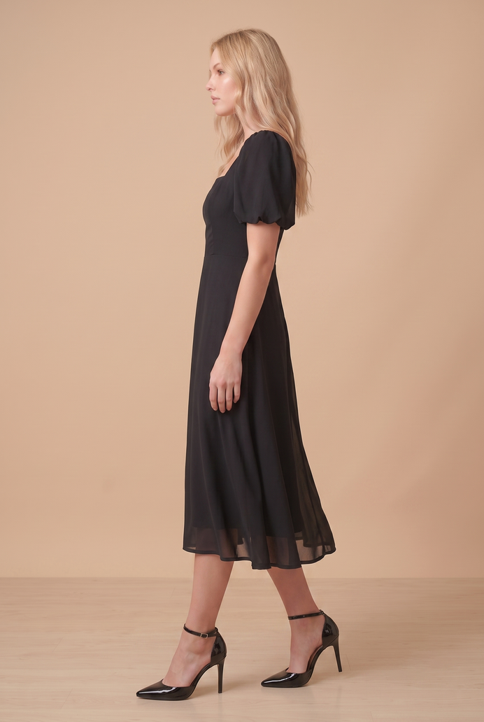 Fit And Flare Georgette Midi Dress