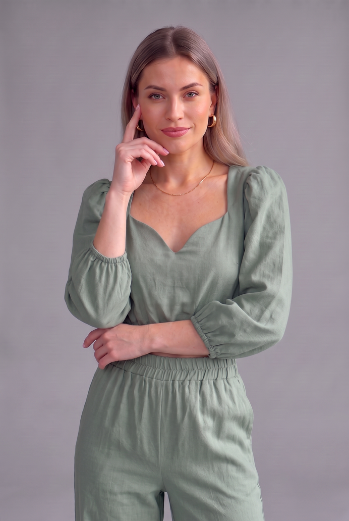 Balloon Sleeve Cotton Co-ord Set