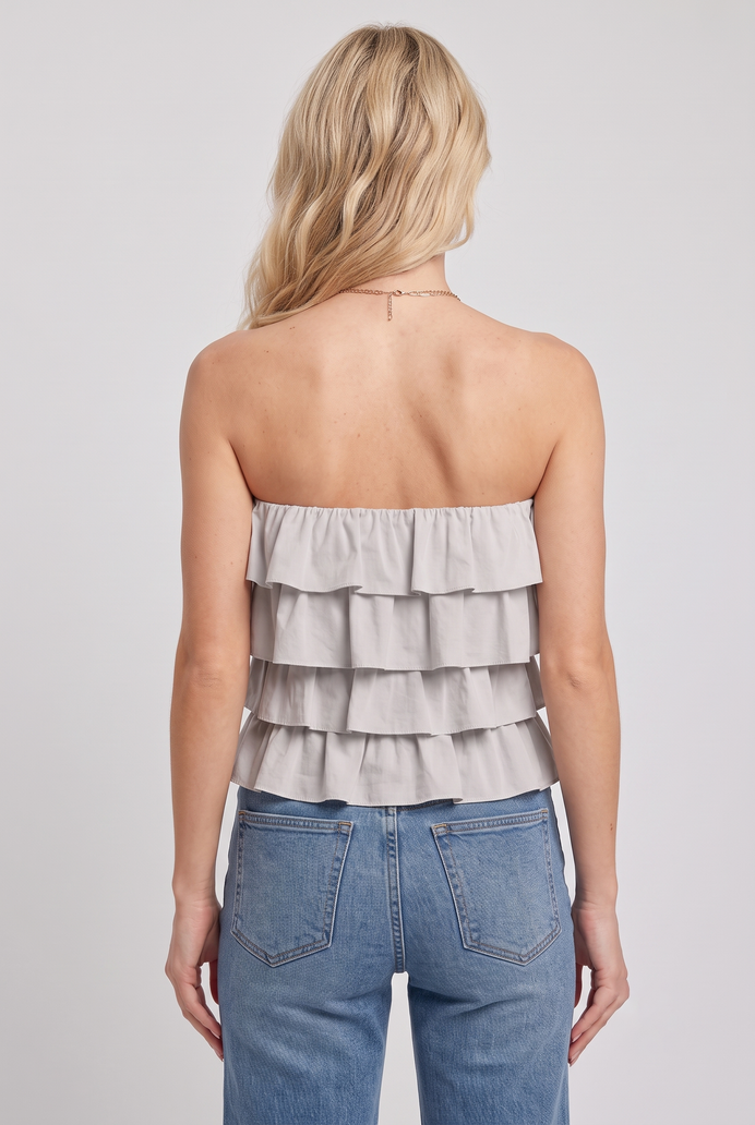 Cotton Crop Frilled Tube Top