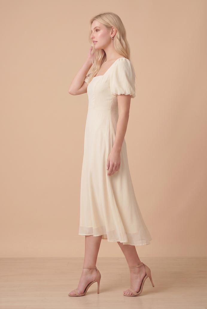 Fit And Flare Georgette Midi Dress