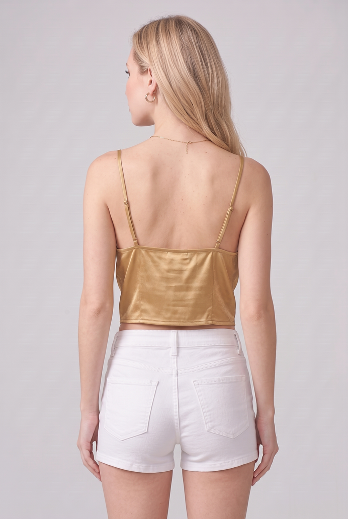 Cowl Neck Satin Crop Top