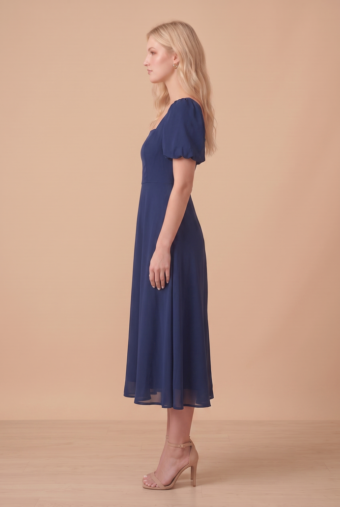 Fit And Flare Georgette Midi Dress