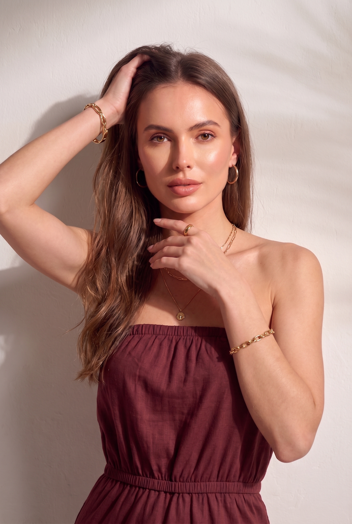 Cotton Tube Side Slit Long Dress