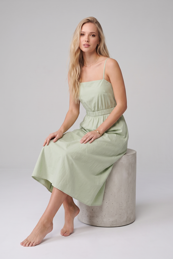 Fit & Flare Cotton Sleeveless Midi Dress