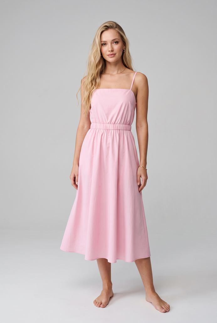 Fit & Flare Cotton Sleeveless Midi Dress