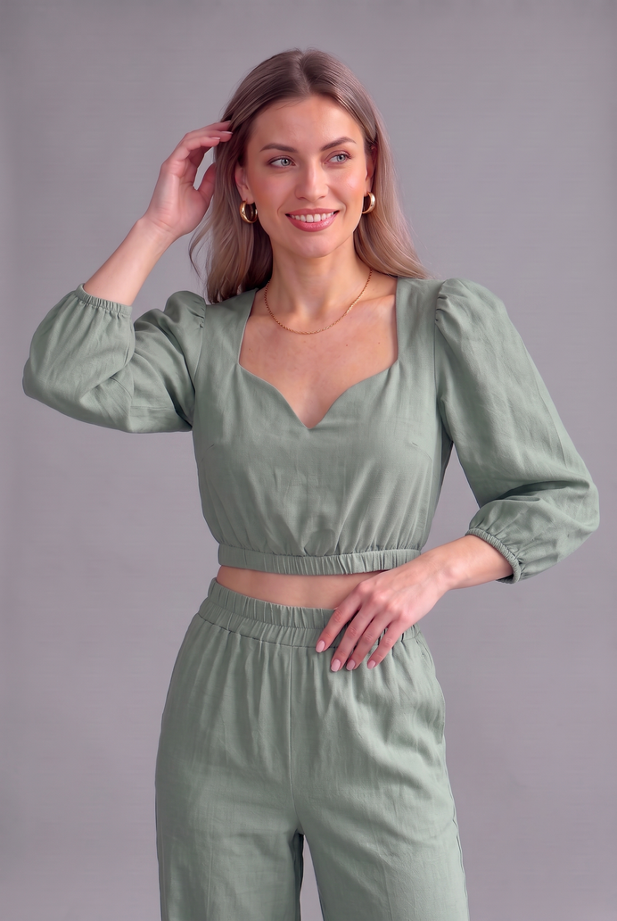 Balloon Sleeve Cotton Co-ord Set