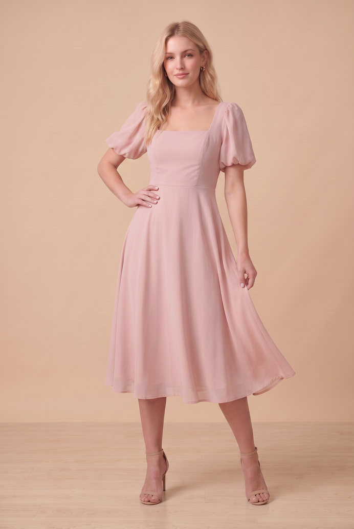 Fit And Flare Georgette Midi Dress