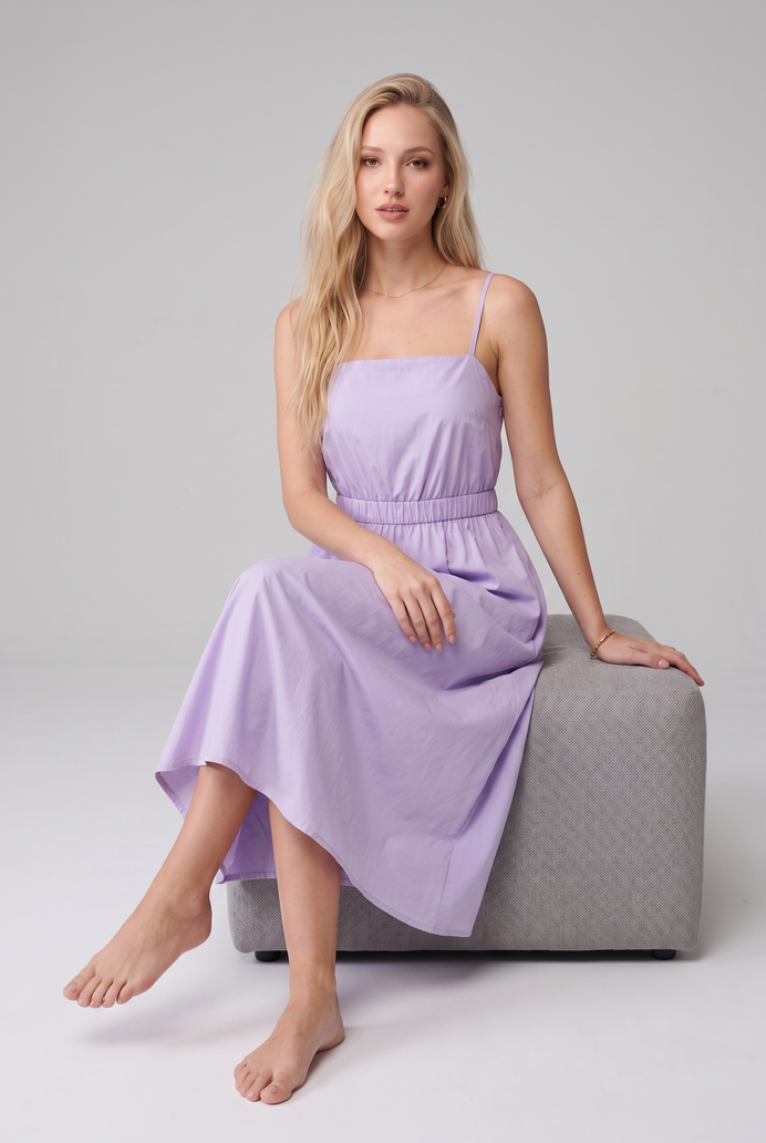 Fit & Flare Cotton Sleeveless Midi Dress