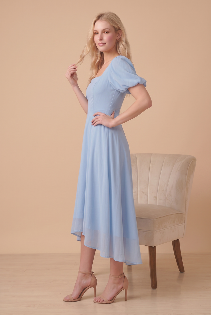 Fit And Flare Georgette Midi Dress