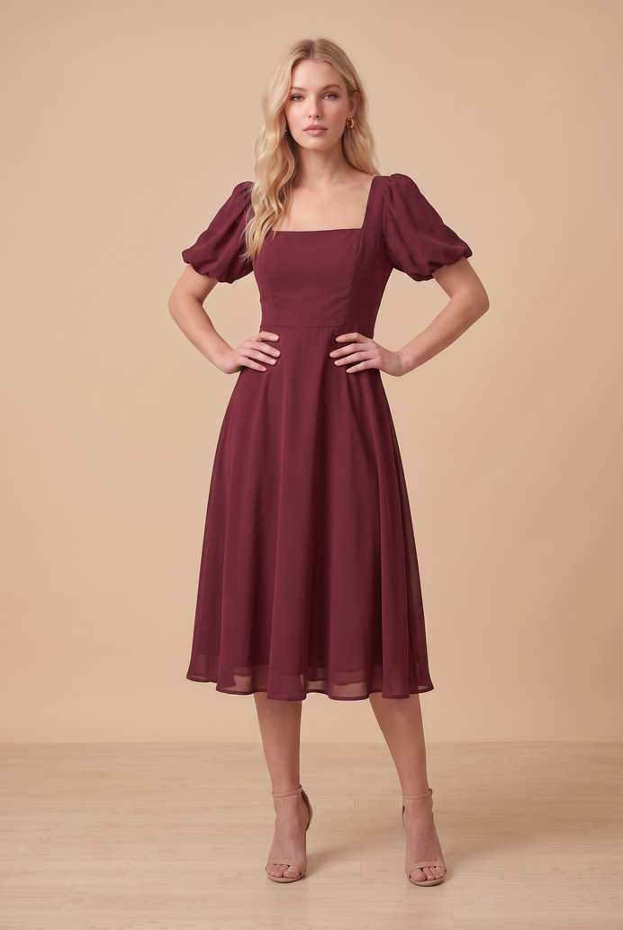 Fit And Flare Georgette Midi Dress