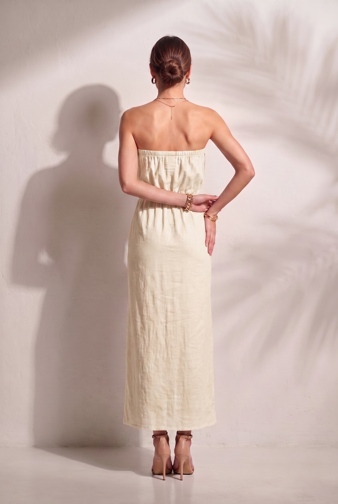 Cotton Tube Side Slit Long Dress